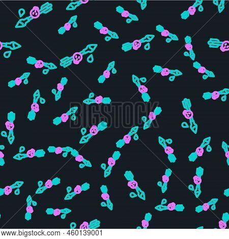 Line Poison On The Arrow Icon Isolated Seamless Pattern On Black Background. Poisoned Arrow. Vector