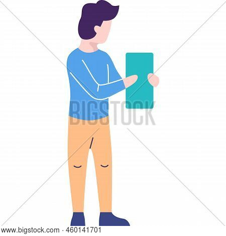 Man Copywriter Creating On Content Vector Icon