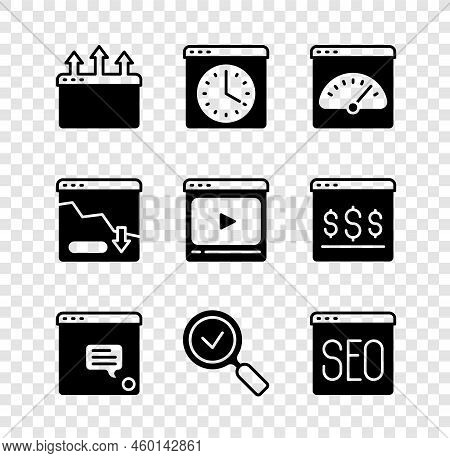 Set Browser Window, Digital Speed Meter, New Chat Messages Notification, Magnifying Glass With Check