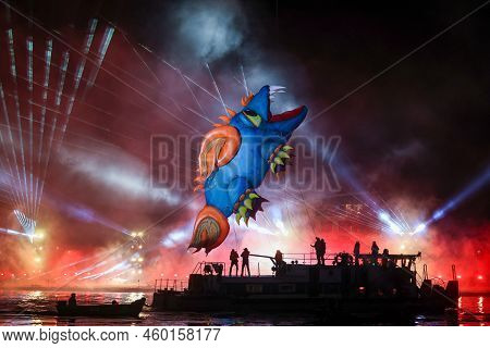 Cracow, Poland - June 4, 2022: Great Dragon Parade. The Great Outdoor Show On The Vistula River.