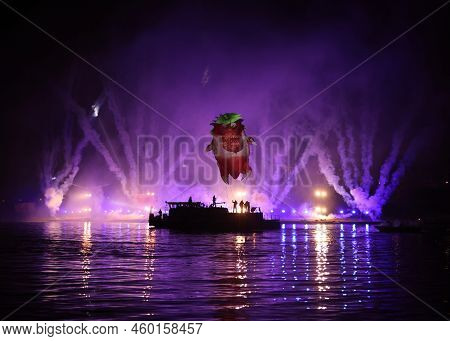 Cracow, Poland - June 4, 2022: Great Dragon Parade. The Great Outdoor Show On The Vistula River.
