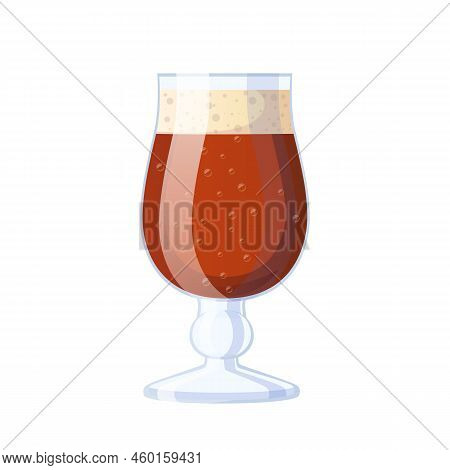 Porter Beer Glass Cartoon. Dark Pint, Stout Craft, Draft Pub Bar, Lager Tulip Porter Beer Glass Vect