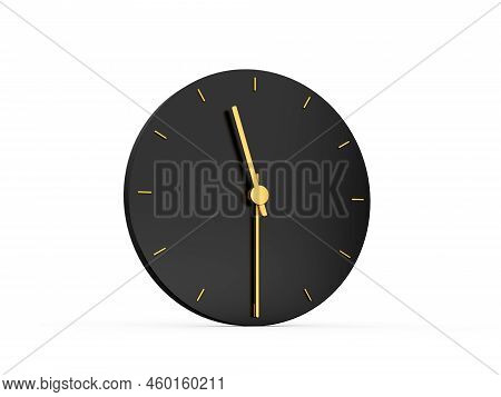 Premium Gold Clock Icon Isolated 11:30 Or 23:30 O Clock Half Past Eleven On Black Icon Background. E