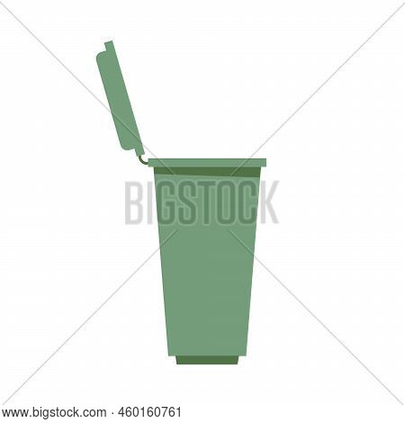 Plastic Container For Litter And Garbage, Bin For Discharge And Rubbish. Isolated Bucket With Lid, C
