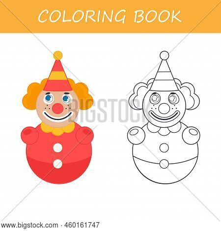 Coloring Book For Children. Tumbler Clown. Roly-poly. Cartoon Vector Illustration