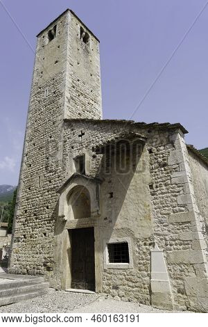Brenzone, Verona Province, Veneto, Italy: Exterior Of The Medieval San Zeno Church, On The Garda Lak