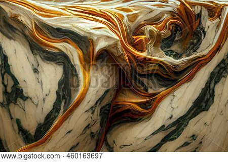 Abstract Gold Rosso Levanto Marble Wallpaper. Digital Art 3D Illustration