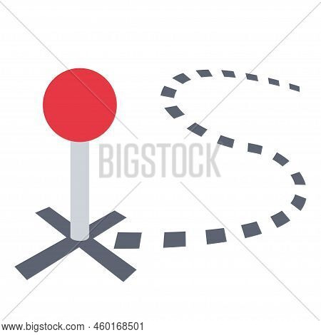 Map Navigation Red Pointer On The Road In Perspective. Map Pin, Pointer, Marker Vector Icon. Positio