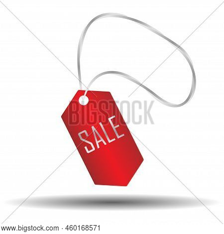Empty Oval Or Dogs Badge Hanging On Paper Chain. Vector Romb Sale Object Isolated On White Backgroun