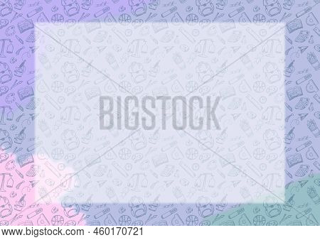 Scholl Background, Hand Drawn Illustration With Scholl Staff And Objects, Spase For Text, Children S