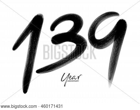 139 Years Anniversary Celebration Vector Template, 139 Number Logo Design, 139th Birthday, Black Let