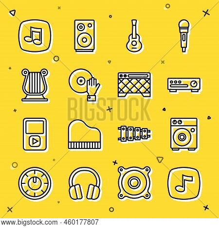 Set Line Music Note, Tone, Guitar Amplifier, Sound Mixer Controller, Dj Playing Music, Ancient Greek