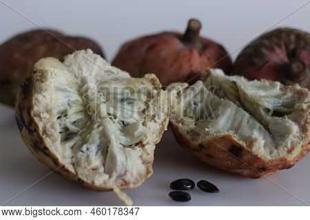 Ripe Red Custard Apple Fruit Or Annona Reticulata Bullocks Heart. A Fruit Which Is Vary In Shape