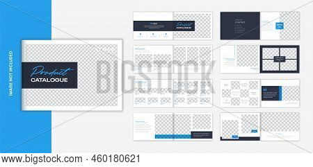 Blue Landscape Product Catalog Brochure Design With Modern Shapes Vector