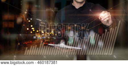 Concept Modern Technologies In The Work Of Financial Market And Business Analytics.