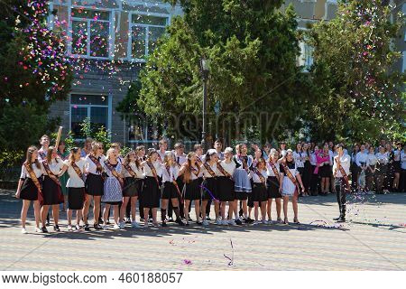 School Leavers Celebrate The 'day Of Farewell Bell' Dedicated To Graduation From School. School Grad