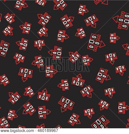 Line Sand Castle Icon Isolated Seamless Pattern On Black Background. Vector