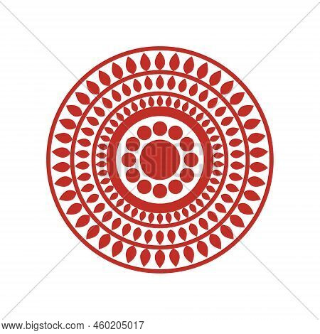 Red Balck Color Circle Mandala Design  Illistration