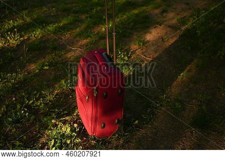 Tourist Cabin Trolley Left In The Green Grass