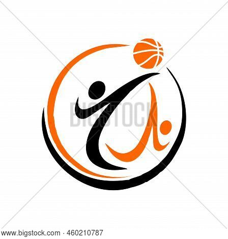 Stick Man Playing Basket Ball Vector Icon