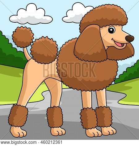 This Cartoon Clipart Shows A Poodle Dog Illustration.