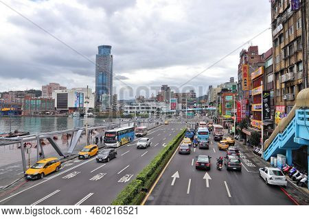 Keelung, Taiwan - November 24, 2018: Traffic In Keelung, Taiwan. Keelung Is The 9th Most Populous Ci