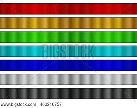 Ribbons Set With Grosgrain Texture And Different Colors, 3d Realistic Fabric Wide Sampler