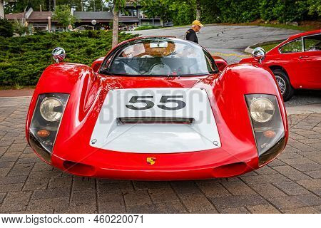 Highlands, Nc - June 10, 2022: High Perspective Front View Of A 1966 Porsche 906 Carrera 6  At A Loc