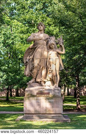 Prague, Czech Republic - 08 02 2022: Sculpture Of Slavic Mythical Figures - Statues Of Lumir And Son