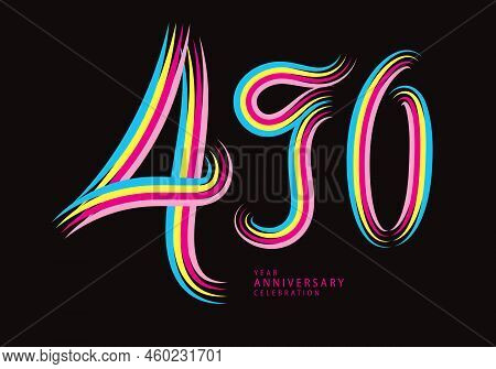490 Number Design Vector, Graphic T Shirt, 490 Years Anniversary Celebration Logotype Colorful Line,