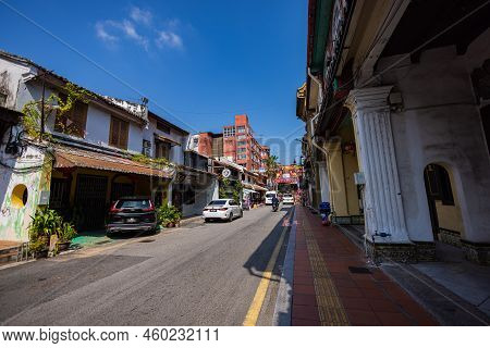 Malacca, Malaysia - August 10, 2022: The Jonker Street In The Center Of Melaka. One Of The Well-know