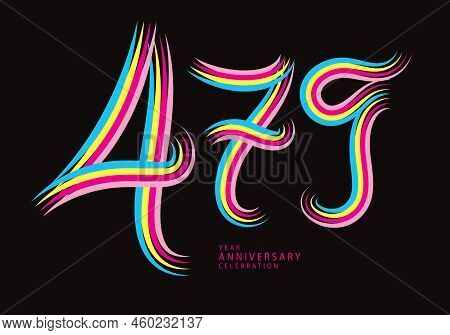 479 Number Design Vector, Graphic T Shirt, 479 Years Anniversary Celebration Logotype Colorful Line,
