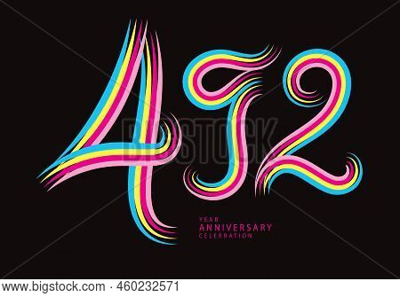 492 Number Design Vector, Graphic T Shirt, 492 Years Anniversary Celebration Logotype Colorful Line,