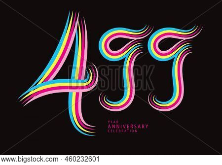 499 Number Design Vector, Graphic T Shirt, 499 Years Anniversary Celebration Logotype Colorful Line,