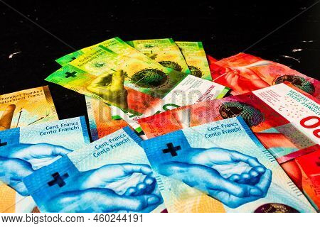 Swiss Franc Banknote.  Chf Currency, World Money Concept