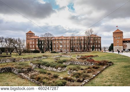 Krakow,poland-december 17,2021.wawel Royal Castle,residence And Palace Located In Central Town. The 