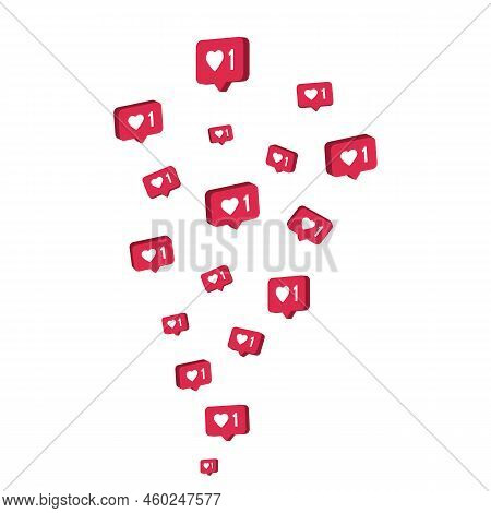 Social Media Bubble With Heart. Like 3d Icon. Emoji Reaction. Love Element. Comment Button. Share Ta
