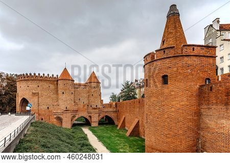 Warsaw Barbican,poland.network Of Hitoric Walls, Fortifications, And Gates That Surrounded The City.