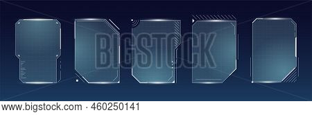 Hud Digital Futuristic User Interface Square Vertical Frame Set. Sci Fi High Tech Screens. Game Menu