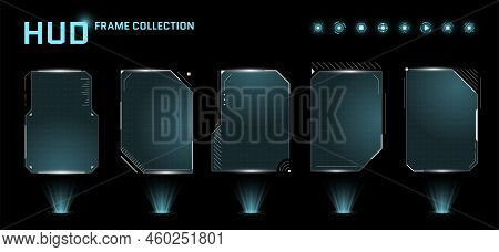 Hud Digital Futuristic User Interface Square Frame Set. Sci Fi High Tech Screens. Game Menu Touch Mo