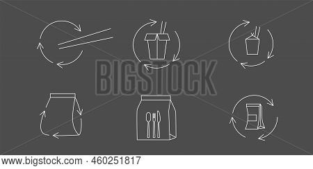 Fast Food And Take Away Eco Packaging Symbol For Noodle Box. Plastic Free And Recyclable. Editable S