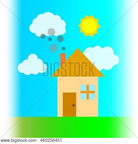 Cartoon House In Flat Style. Business Concept. Vector Illustration. Stock Image.
