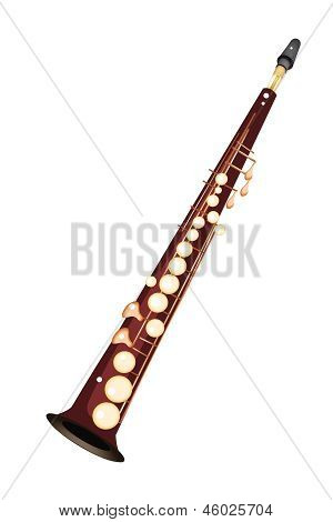 Un Saxophone Soprano Musical isolé sur fond blanc