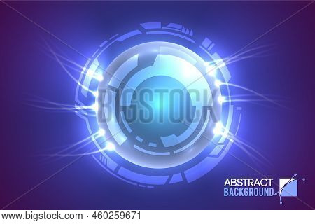 Modern Virtual Interface Abstract Background With Luminescent Eye Surrounded By Futuristic Circles W