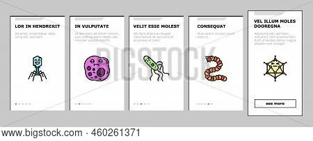 Bacteria Virus Bacterium Cell Onboarding Mobile Vector. Germ Pathogen, Disease Biology Microbe, Micr