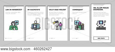 Video Production Film Studio Onboarding Mobile Vector. Movie Camera, Media Studio, Digital Professio