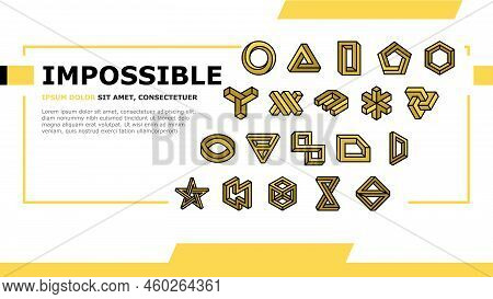 Impossible Geometric Shape Landing Web Page Vector. Triangle Illusion, Abstract 3d Optical Cube, Inf