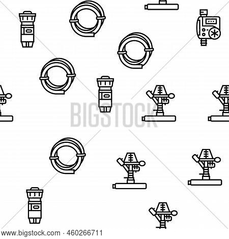 Water System Irrigation Sprinker Vector Seamless Pattern Thin Line Illustration
