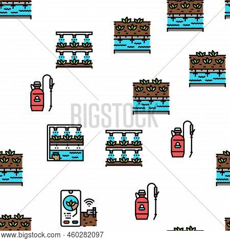 Water System Irrigation Sprinker Vector Seamless Pattern Thin Line Illustration