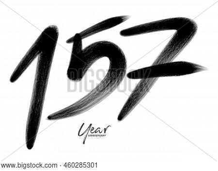157 Years Anniversary Celebration Vector Template, 157 Number Logo Design, 157th Birthday, Black Let